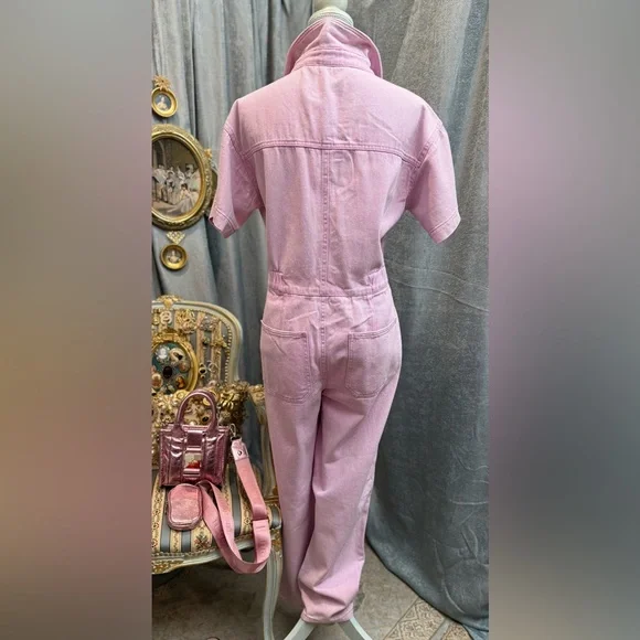 Pink Denim Jumpsuit - Picture 2 of 6